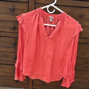 a new day Coral Ruffle Sleeve Blouse